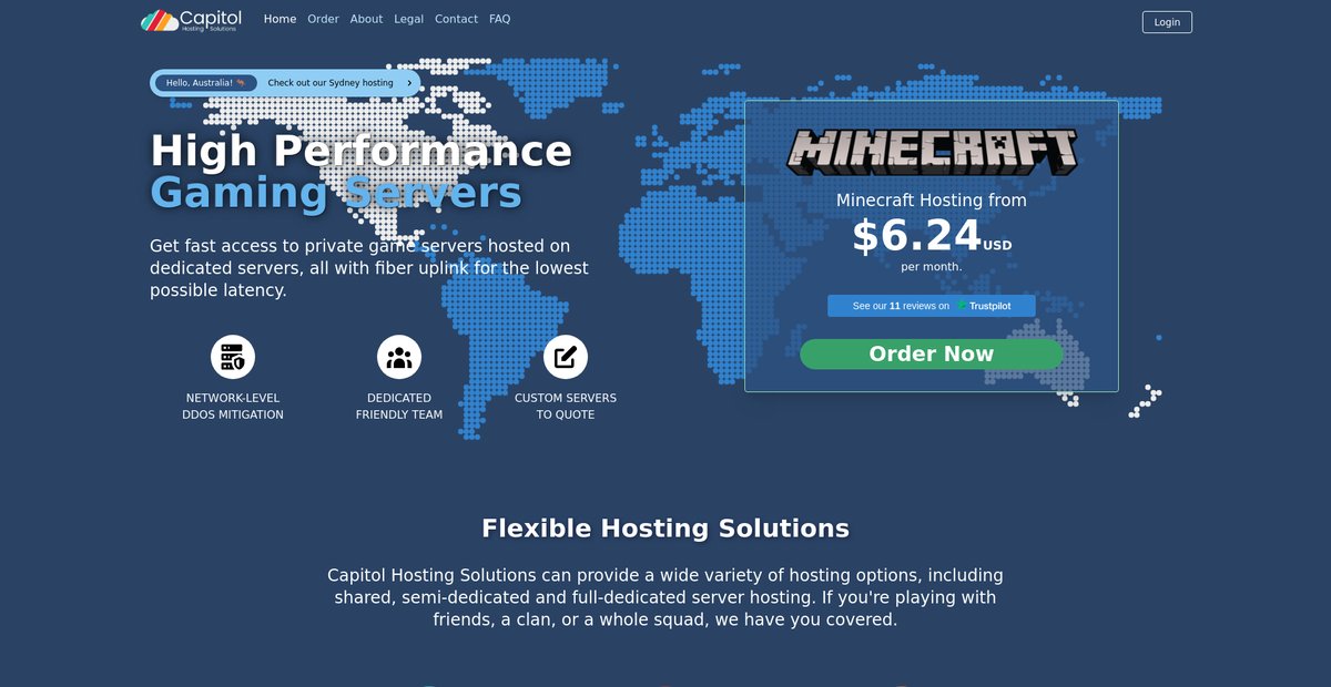Capitol Hosting Solutions | Fast, Affordable Game Hosting Screenshot