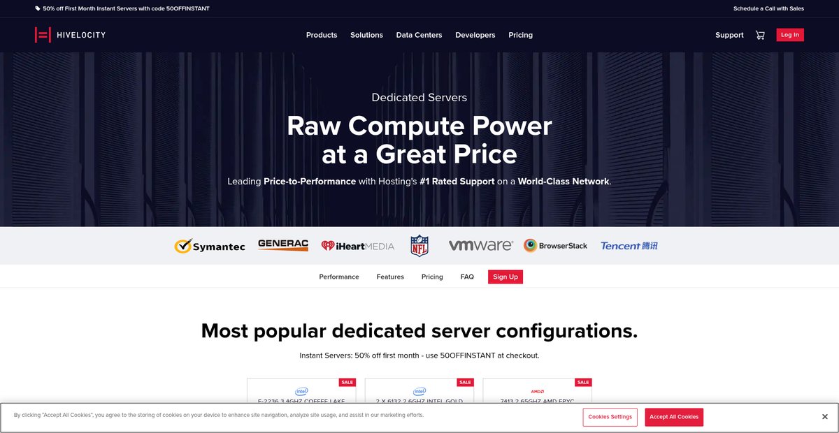 Dedicated Server Hosting | Instant & Custom Solutions Screenshot