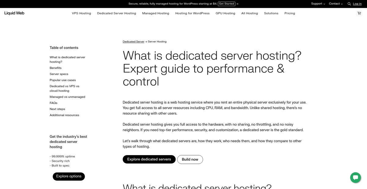 Dedicated server hosting built for performance and control Screenshot