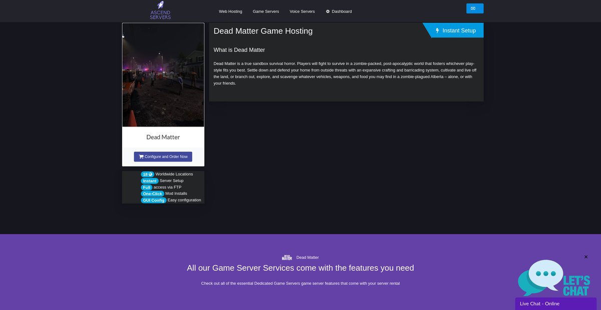 Dead Matter Game Server Hosting Screenshot