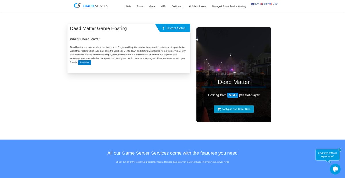 Dead Matter Game Server Hosting Screenshot