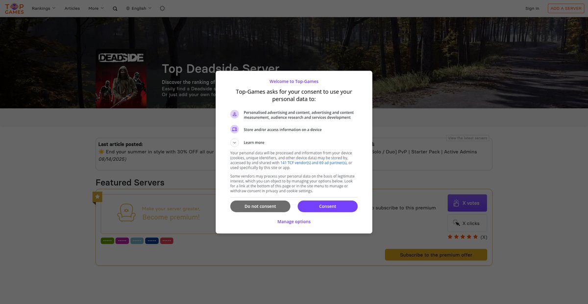 Top Deadside Server - Ranking of the best Deadside servers Screenshot