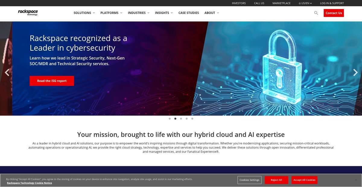 Rackspace Technology | Multicloud Solutions Provider Screenshot