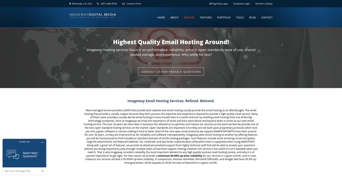 Highest Quality Email Hosting Around! Screenshot