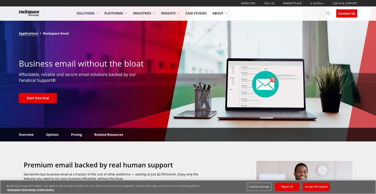 Business Email Service Providers | Affordable Rackspace Email Screenshot