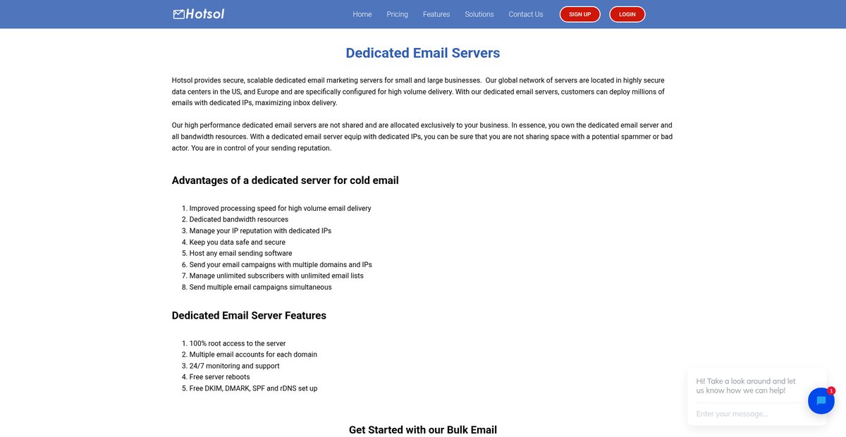 Dedicated Email Servers Screenshot