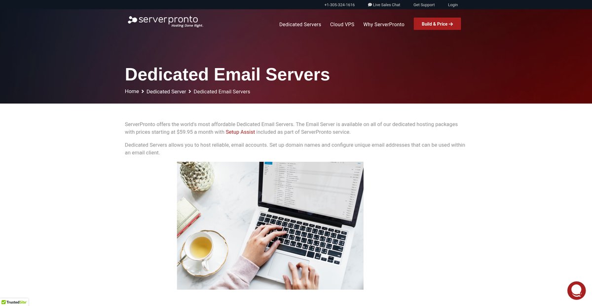 Dedicated Email Servers Screenshot