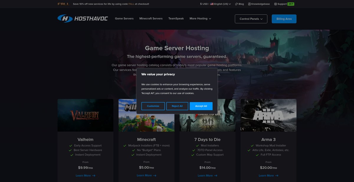 Game Server Hosting Screenshot