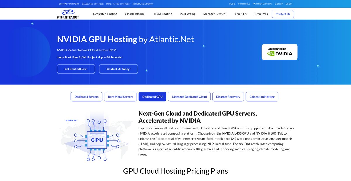 NVIDIA GPU Server Hosting | High-Performance AI Hosting Screenshot