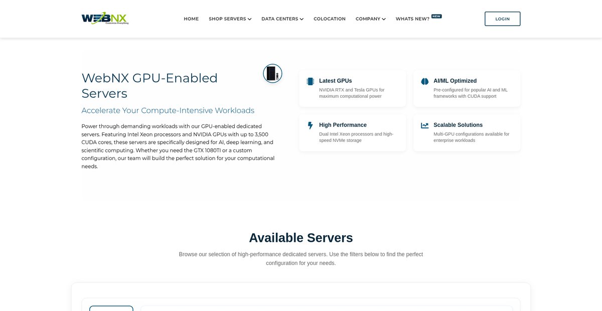 GPU Enabled Servers | WebNX Inc Screenshot