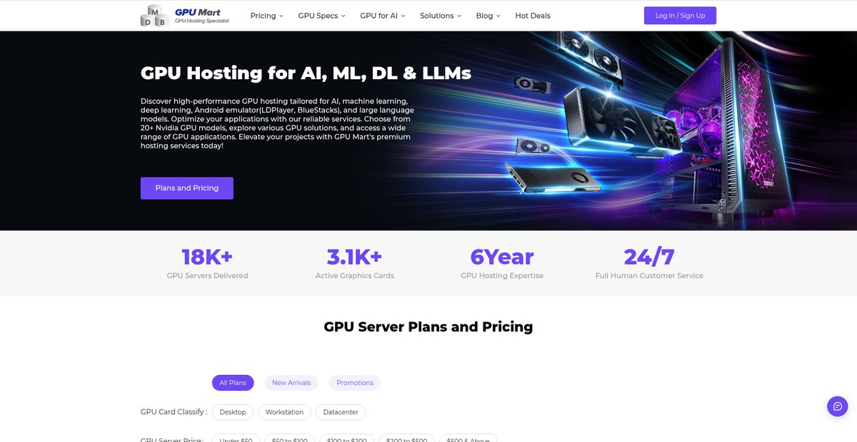GPU Mart: GPU Hosting for AI, ML, DL & LLMs Screenshot