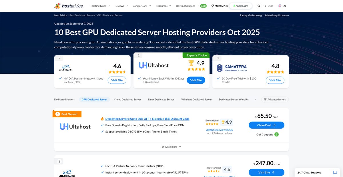 9 Best GPU Dedicated Server Hosting (Jul 2025) Screenshot