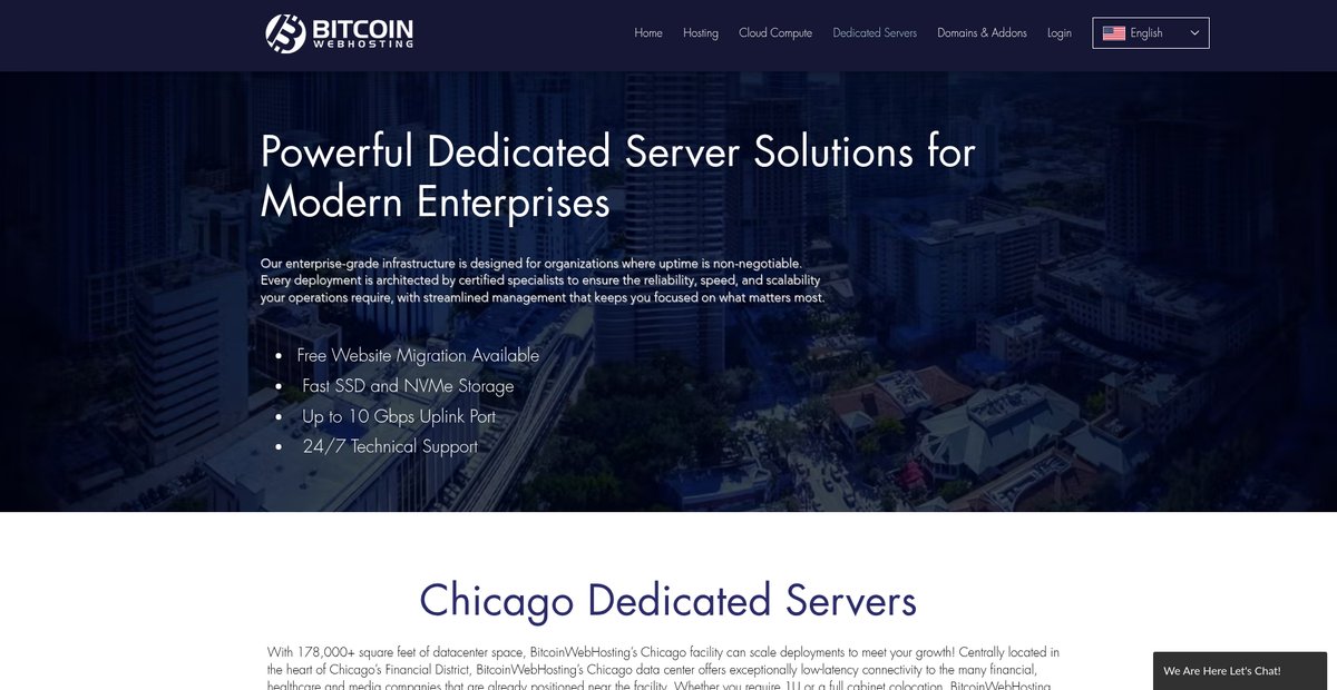 Chicago Dedicated Servers – Bitcoinwebhosting.net Screenshot