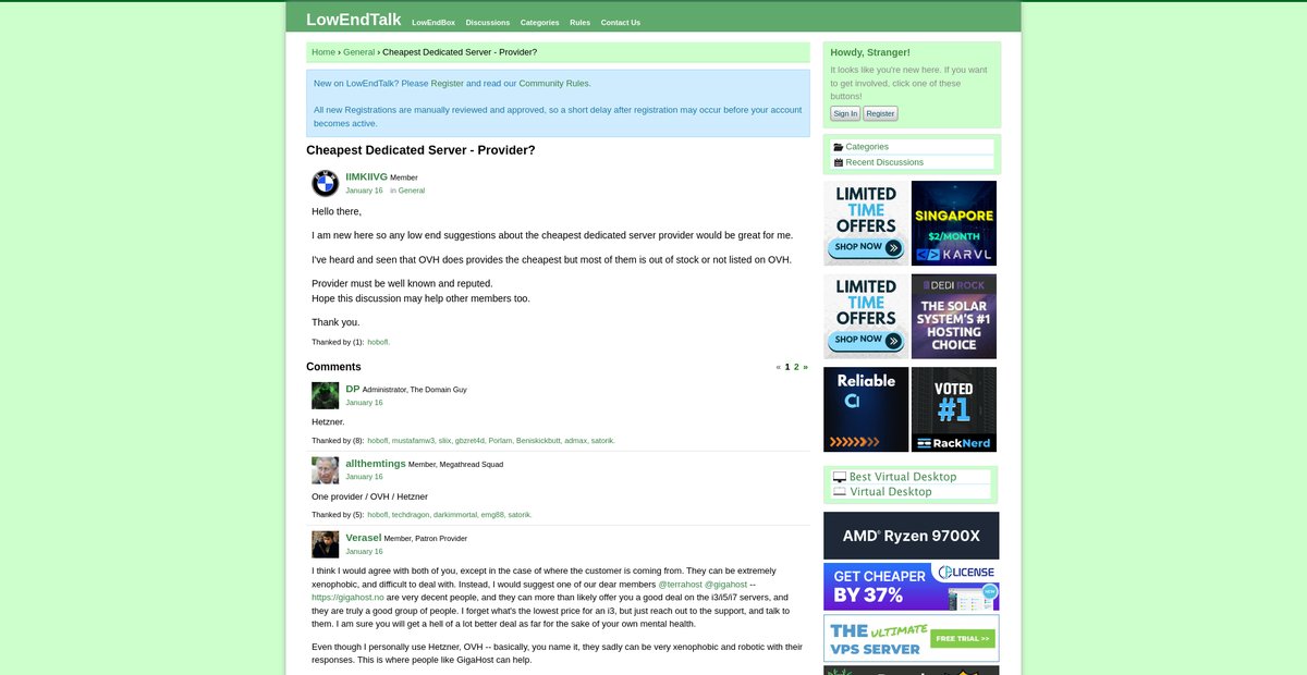 Cheapest Dedicated Server - Provider? Screenshot