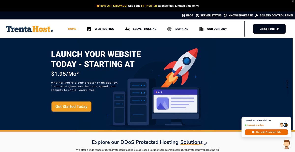 TrentaHost INC » Leading DDoS Protected Hosting Solutions Screenshot