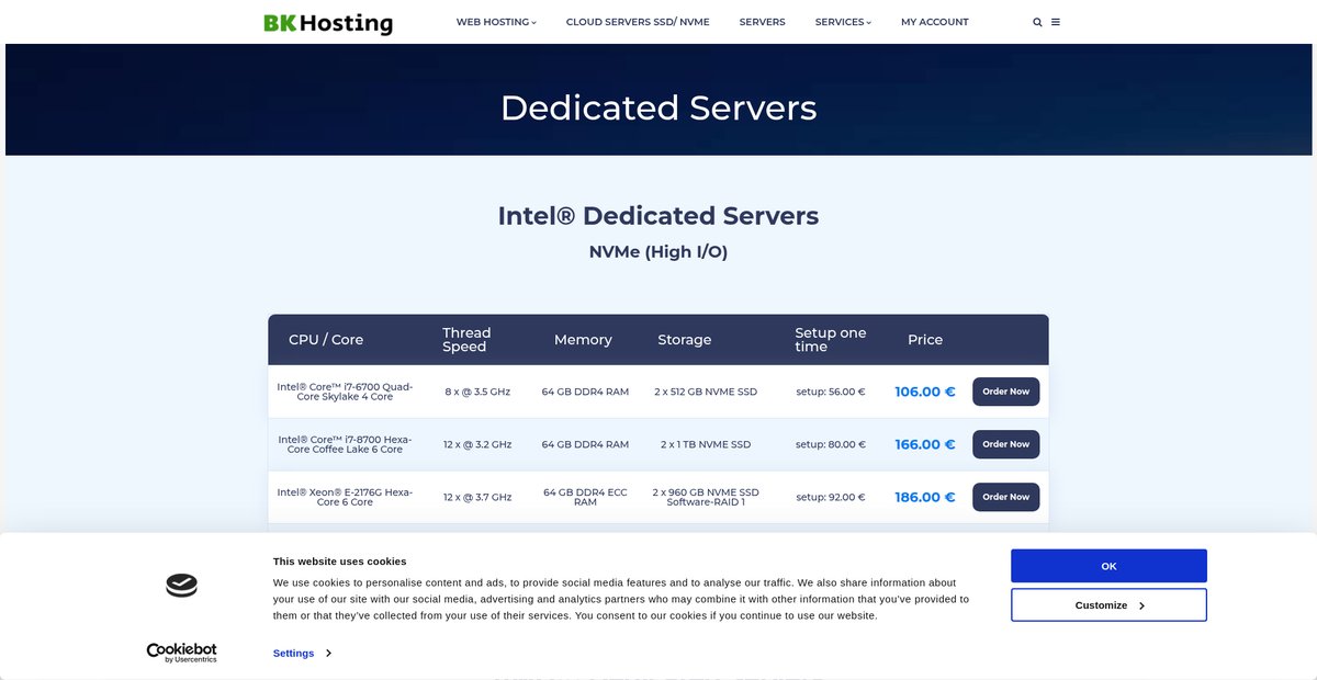 Dedicated Servers NVME | BKHosting Cloud Solutions & Web Hosting Screenshot