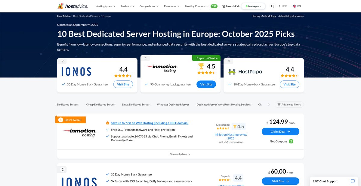 10 Best Dedicated Server Hosting in Europe (Sep 2025) Screenshot