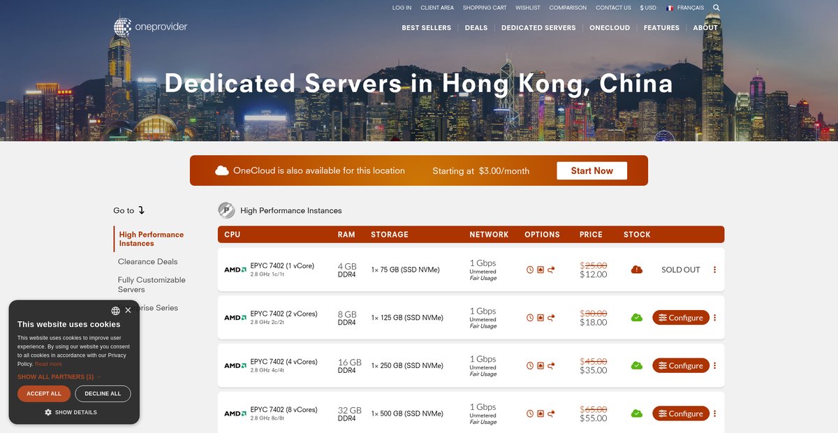 Dedicated servers in Hong Kong, China Screenshot