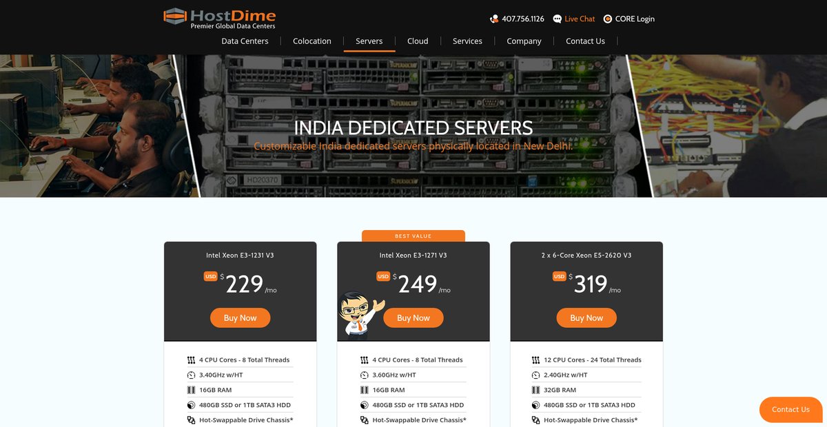 India Dedicated Servers | HostDime Screenshot