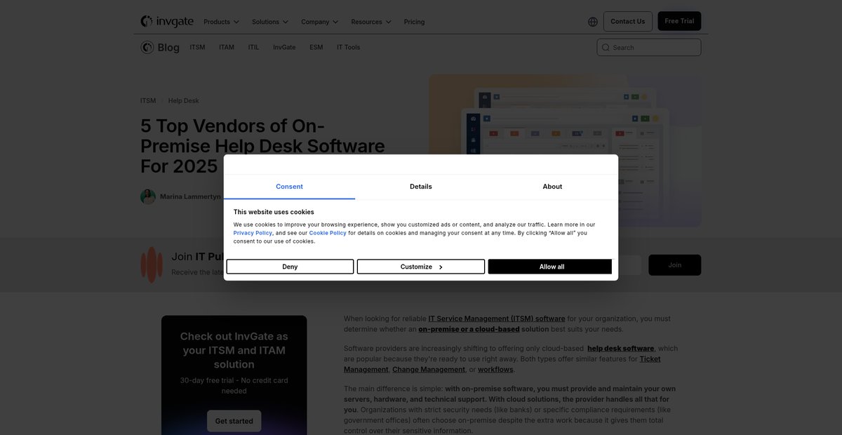 5 Top Vendors of On-Premise Help Desk Software For 2025 Screenshot