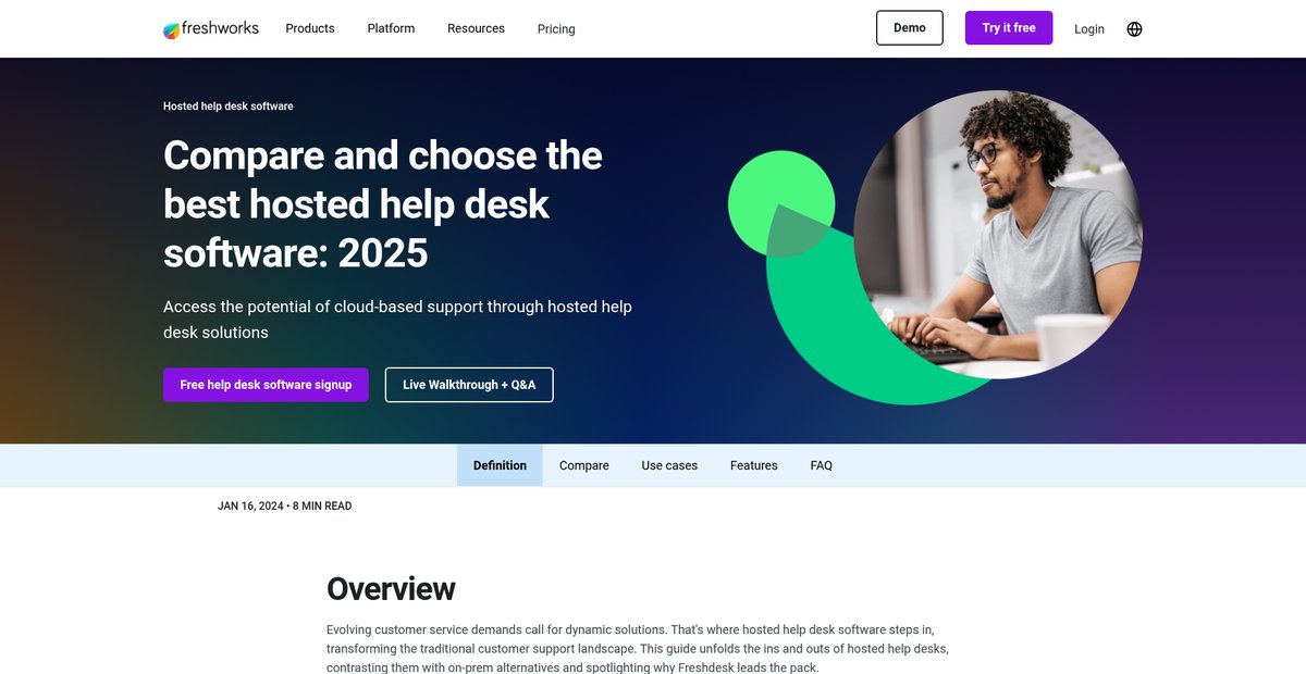 Hosted helpdesk software by Freshdesk 2025 Screenshot