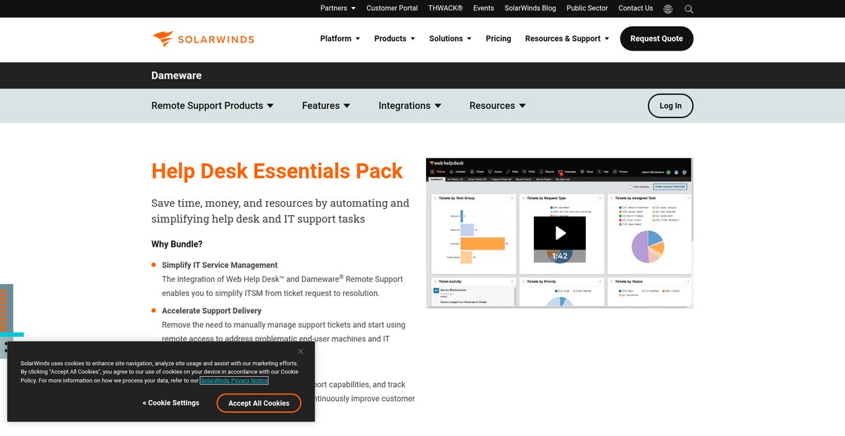 Help Desk Ticketing, Asset Management, and Remote Support Software | SolarWinds Screenshot