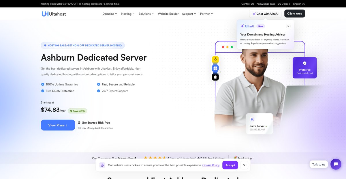 Ashburn Dedicated Servers - Managed Virginia Server | Ultahost Screenshot
