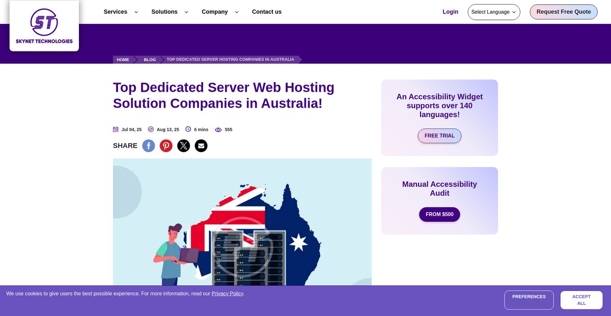 Top Dedicated Server Hosting Companies in Australia Screenshot