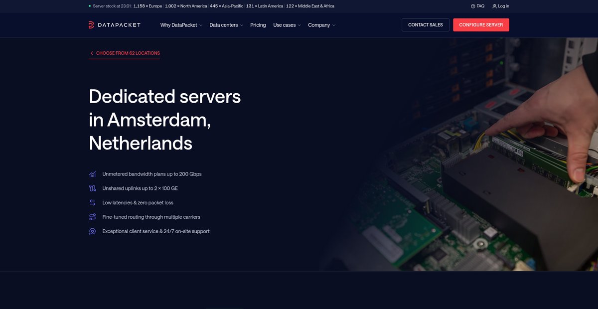 Dedicated servers in Amsterdam, Netherlands Screenshot