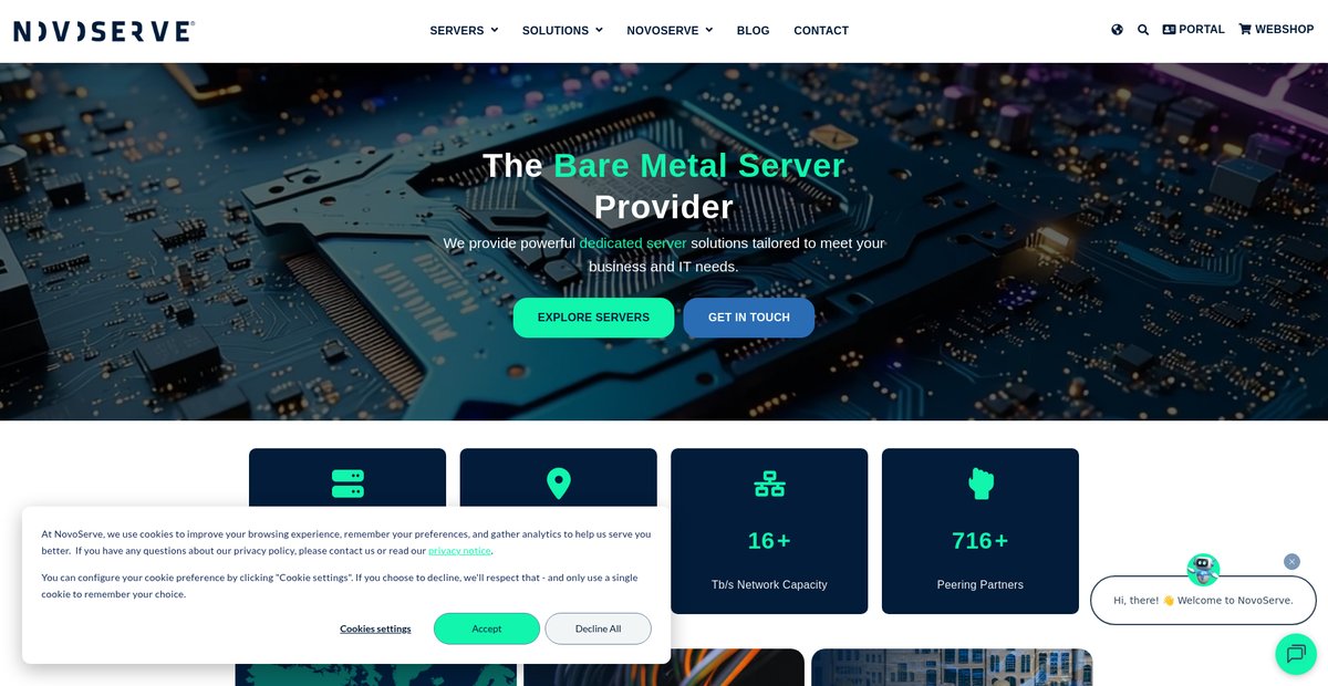 NovoServe | Dedicated Servers | Bare Metal Servers | Secure ... Screenshot