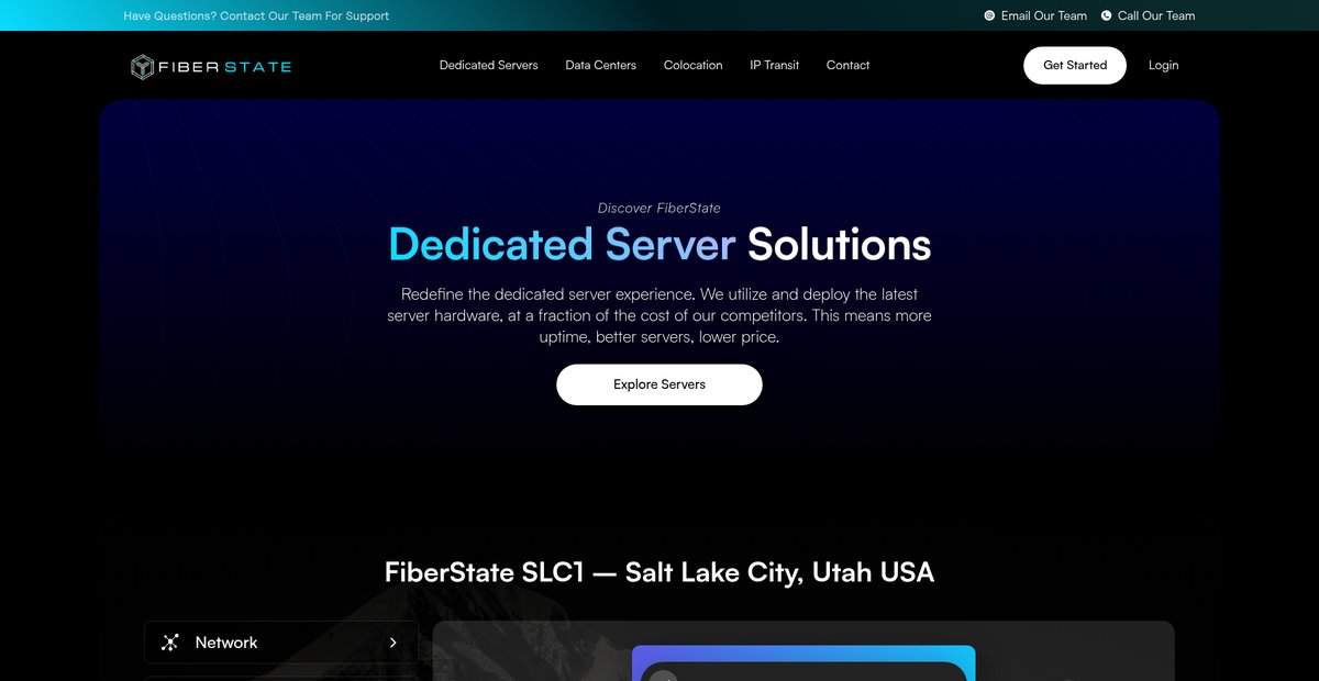 Dedicated Server Hosting | High-Performance and Reliable Solutions by FiberState Screenshot