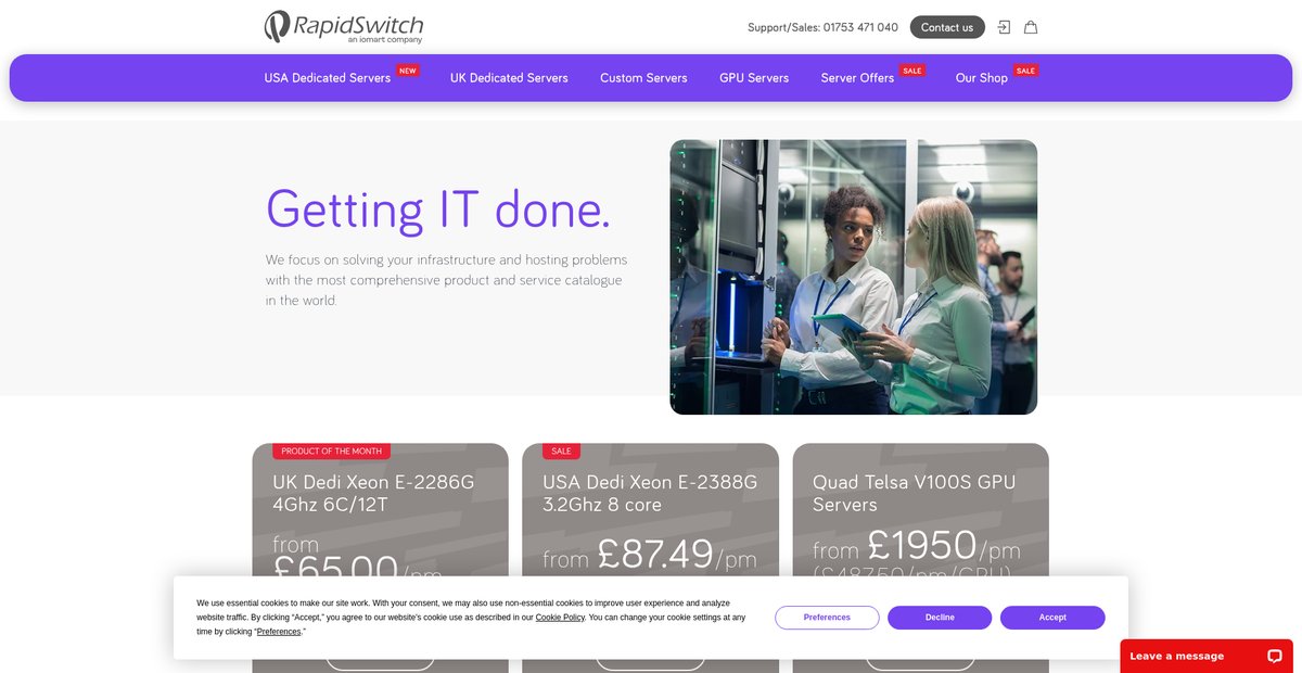 UK Dedicated Servers & Enterprise IaaS | RapidSwitch Screenshot