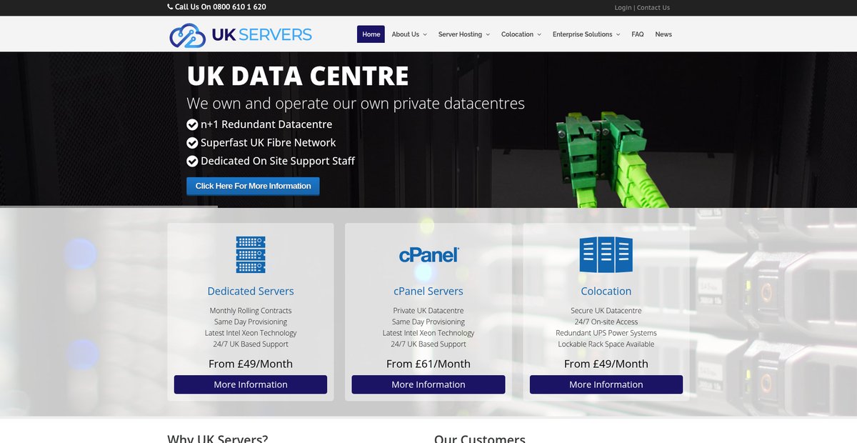 UK Dedicated Servers | Windows & Linux Servers | Colocation Screenshot