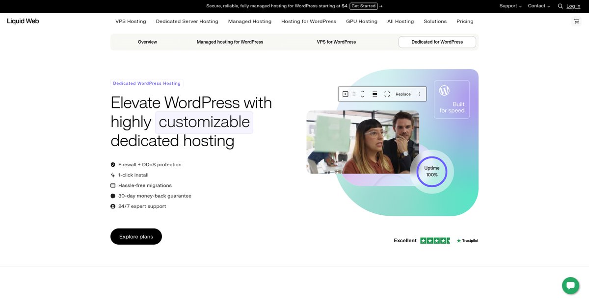 WordPress Dedicated Hosting with 1-Click Install | Liquid Web Screenshot