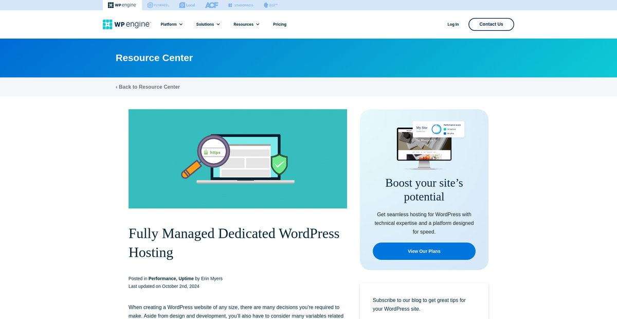 Dedicated WordPress Server Hosting Screenshot