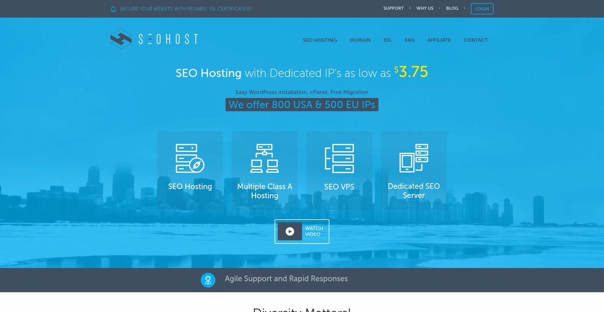 SEO Hosting | Multiple Class A & C IP Hosting Screenshot