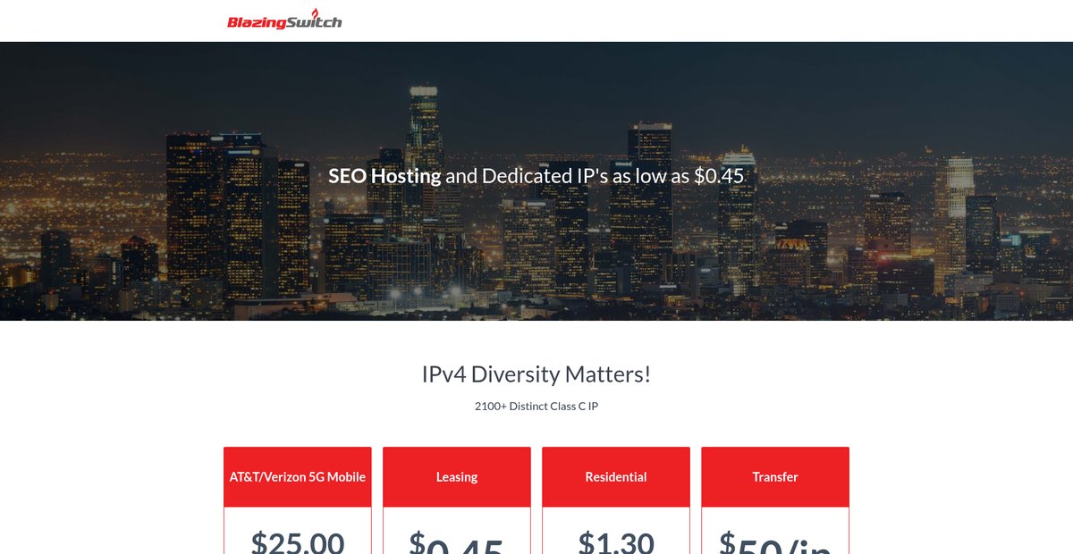 BlazingSwitch – SEO & IPv4 Web Hosting Solutions Screenshot