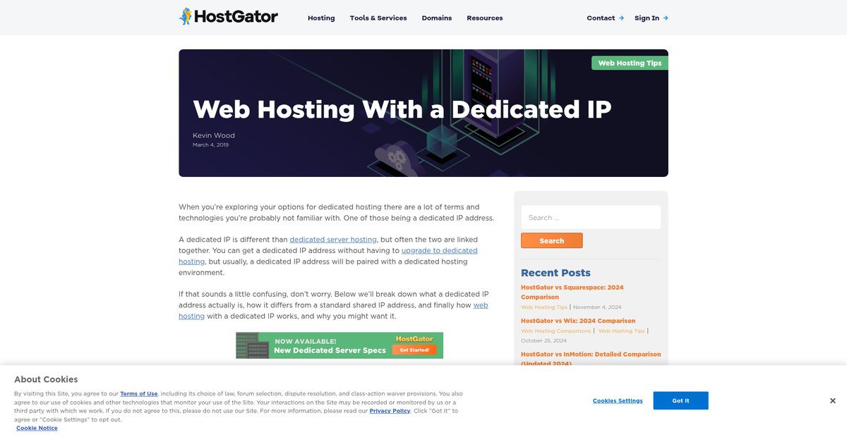 Web Hosting With a Dedicated IP Screenshot