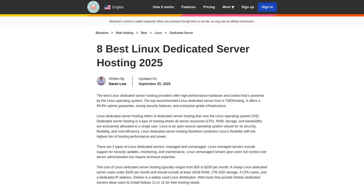 8 Best Linux Dedicated Server Hosting in 2025 Screenshot