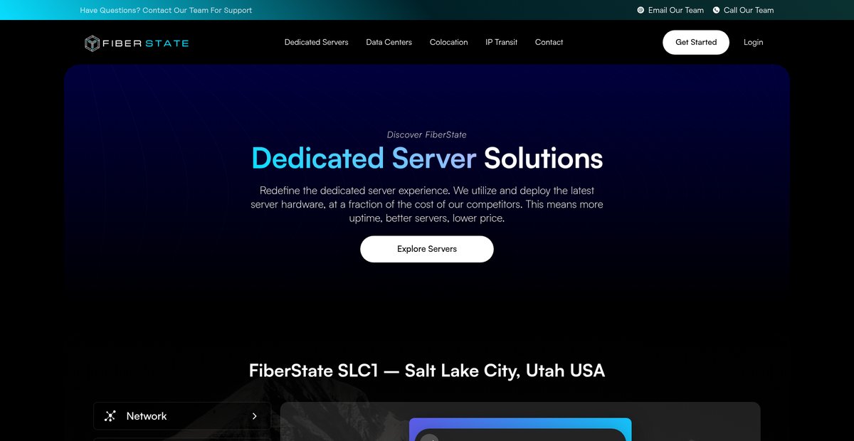 Dedicated Server Hosting | High-Performance and Reliable Solutions by FiberState Screenshot