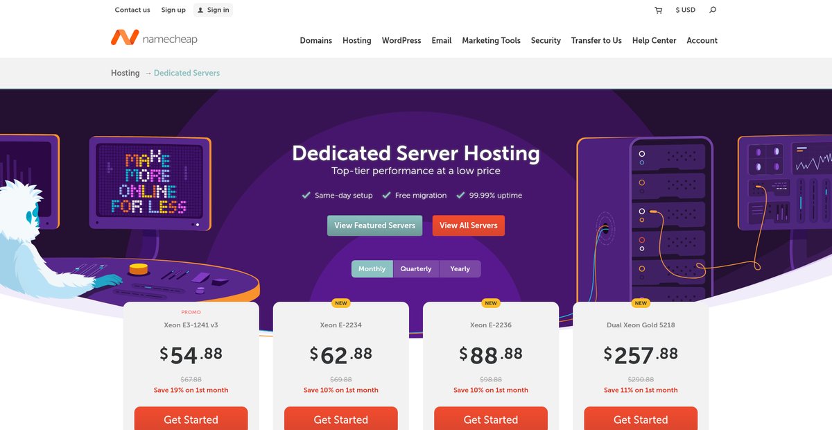 Dedicated Servers hosting — Full control, power, and ... Screenshot