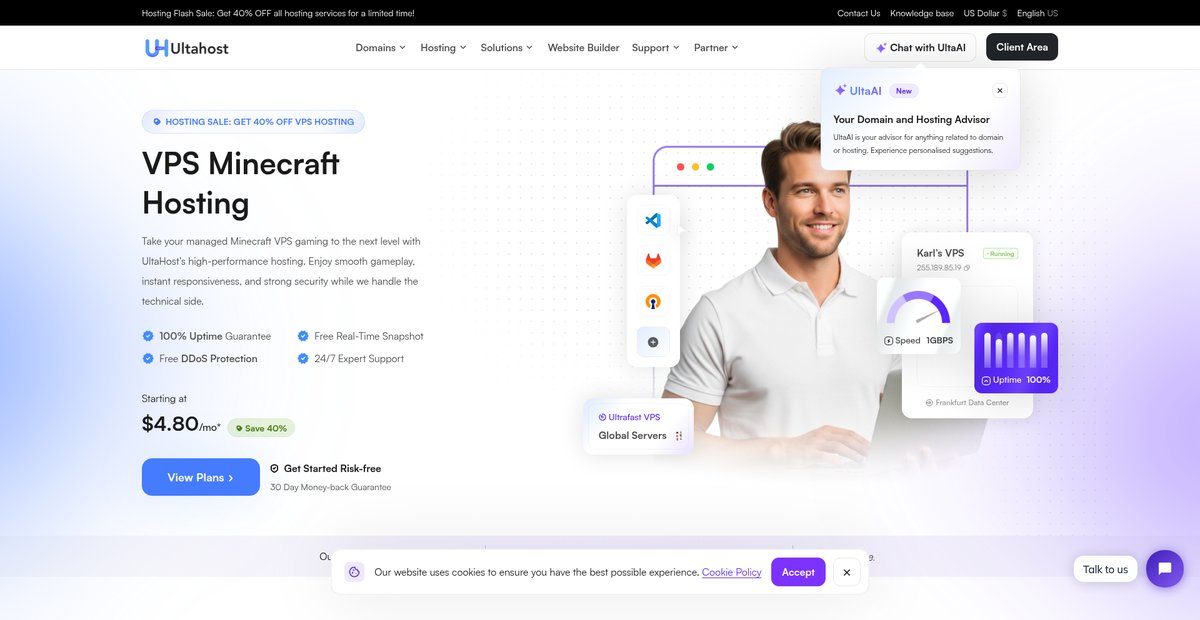 Minecraft VPS Hosting | Best Minecraft VPS Server - UltaHost Screenshot