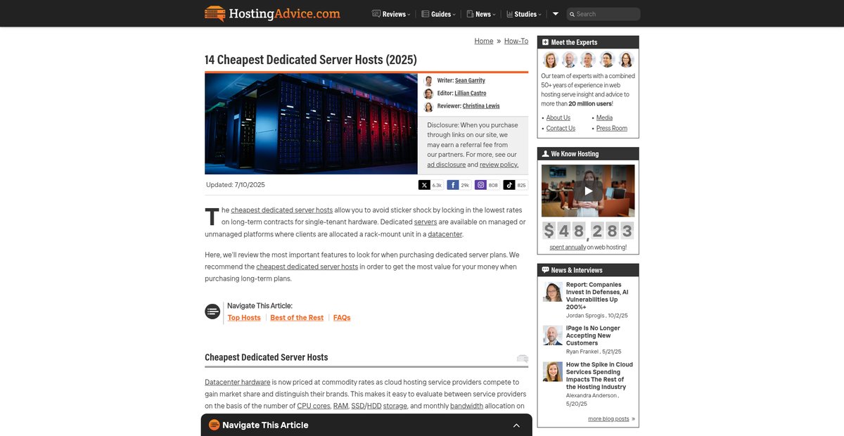 14 Cheapest Dedicated Server Hosts (2025) Screenshot