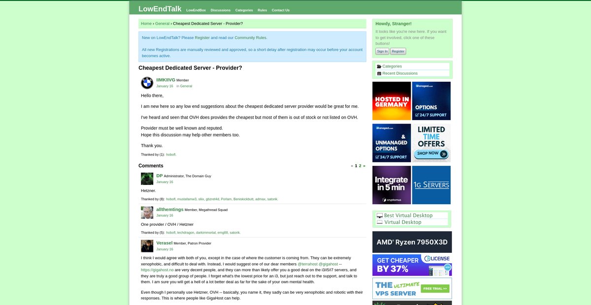 Cheapest Dedicated Server - Provider? Screenshot