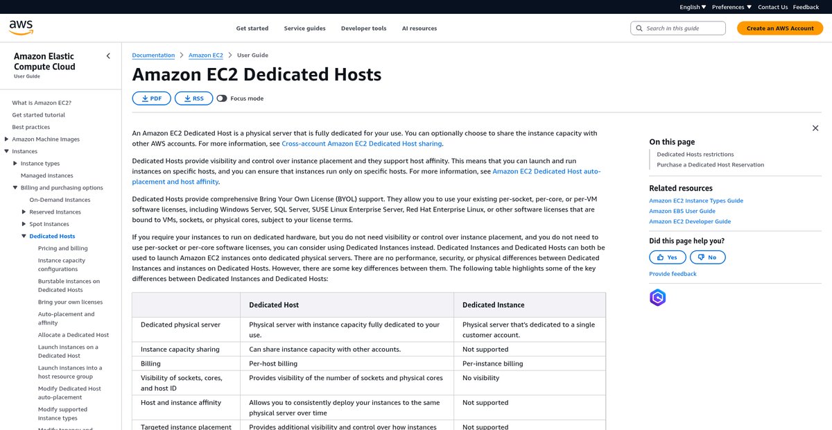 Amazon EC2 Dedicated Hosts - Amazon Elastic Compute Cloud Screenshot