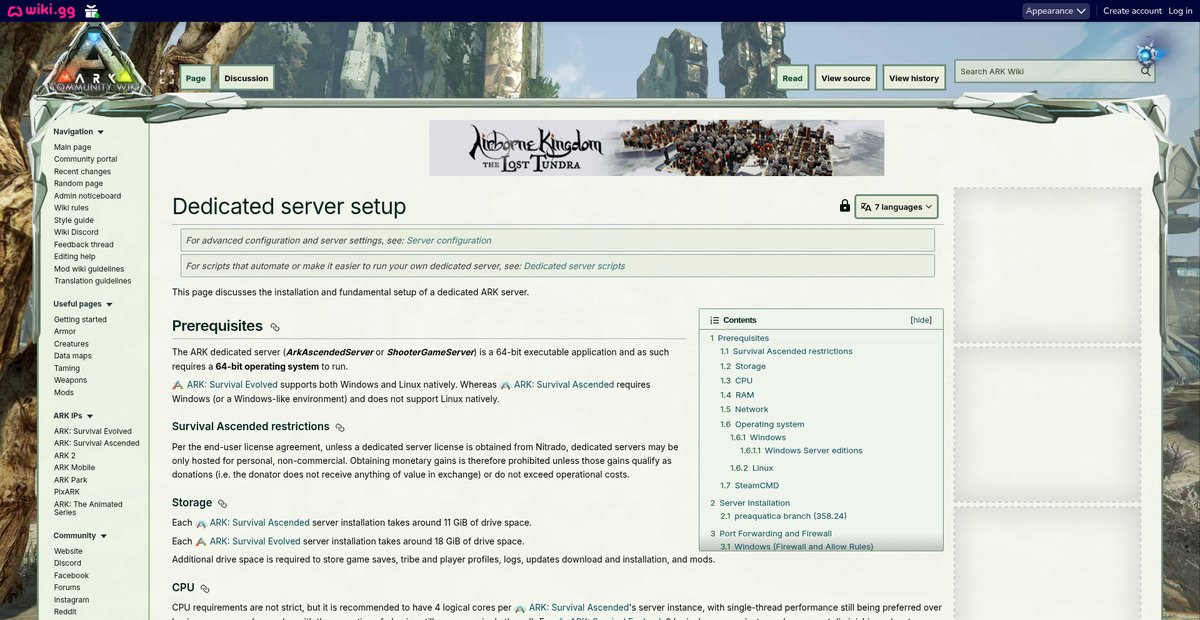 Dedicated server setup - ARK Official Community Wiki Screenshot
