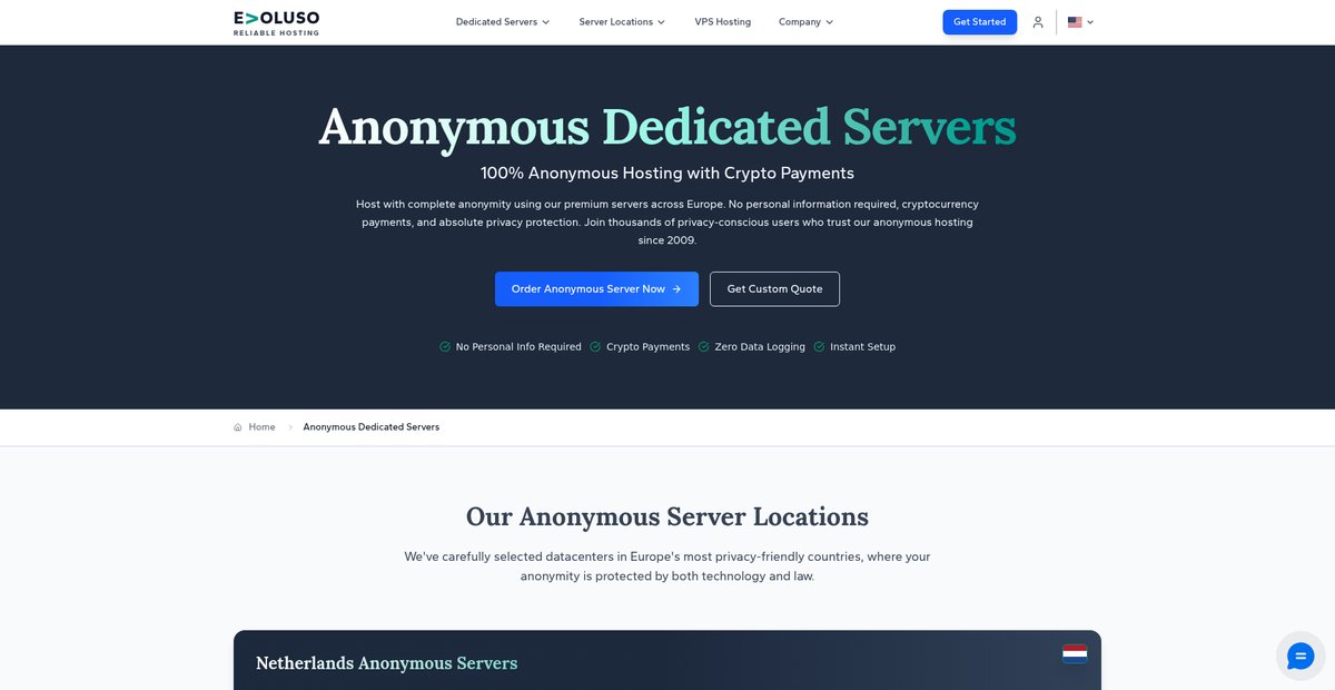 Anonymous Dedicated Servers | Complete Privacy Screenshot