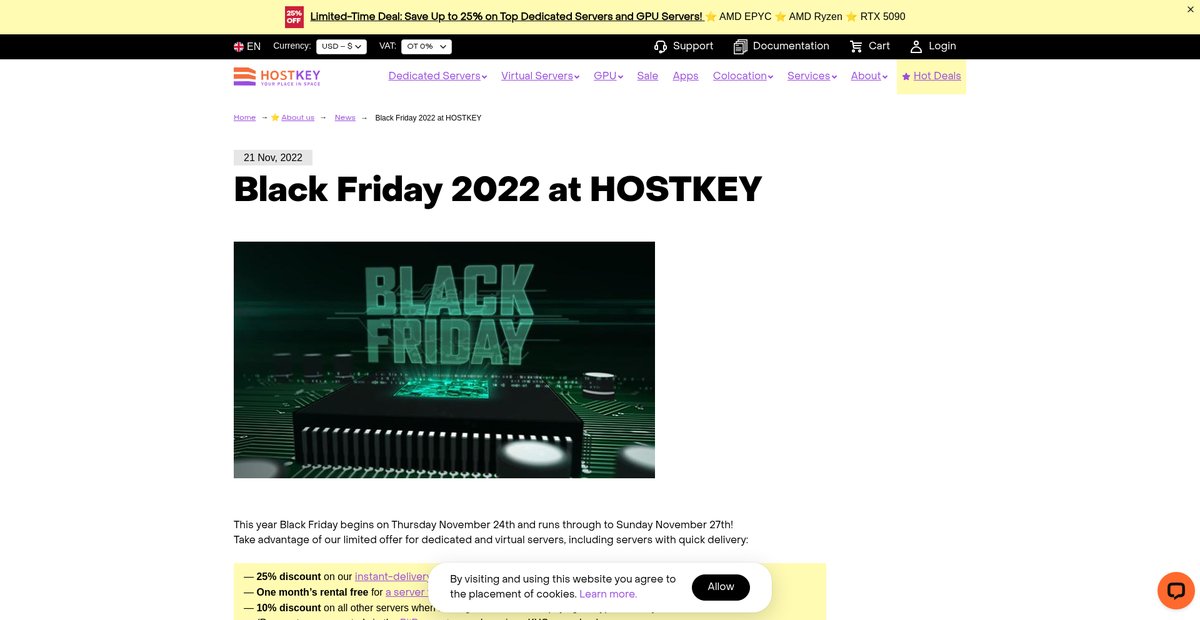 Black Friday 2022 at HOSTKEY Screenshot