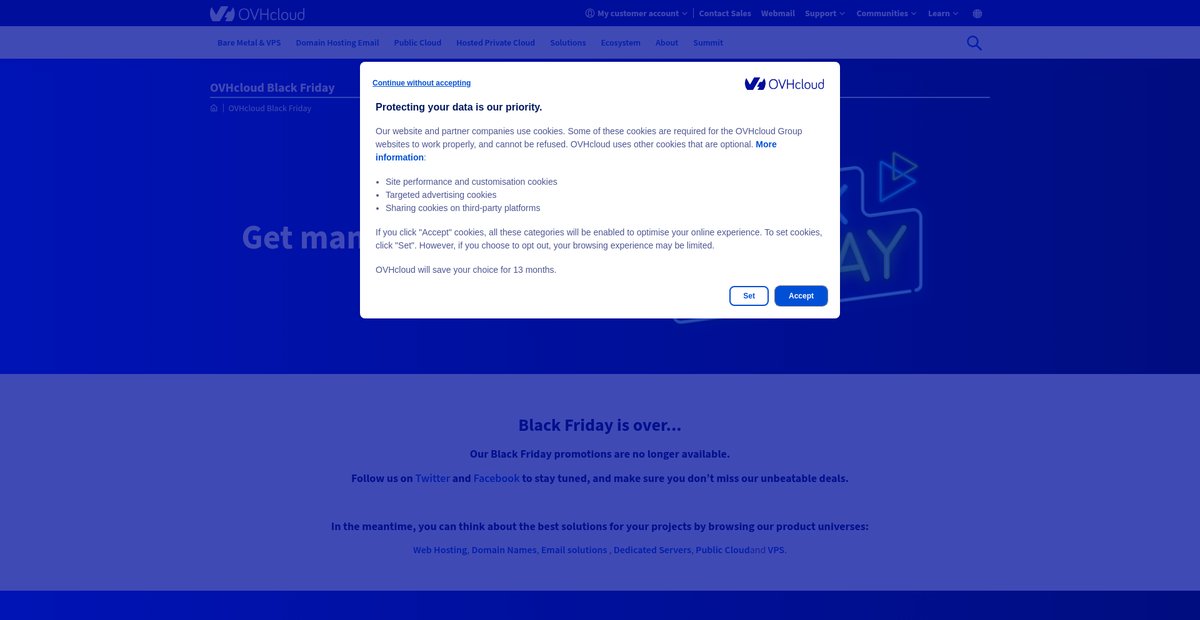 BLACK FRIDAY VPS, dedicated server, web hosting Screenshot