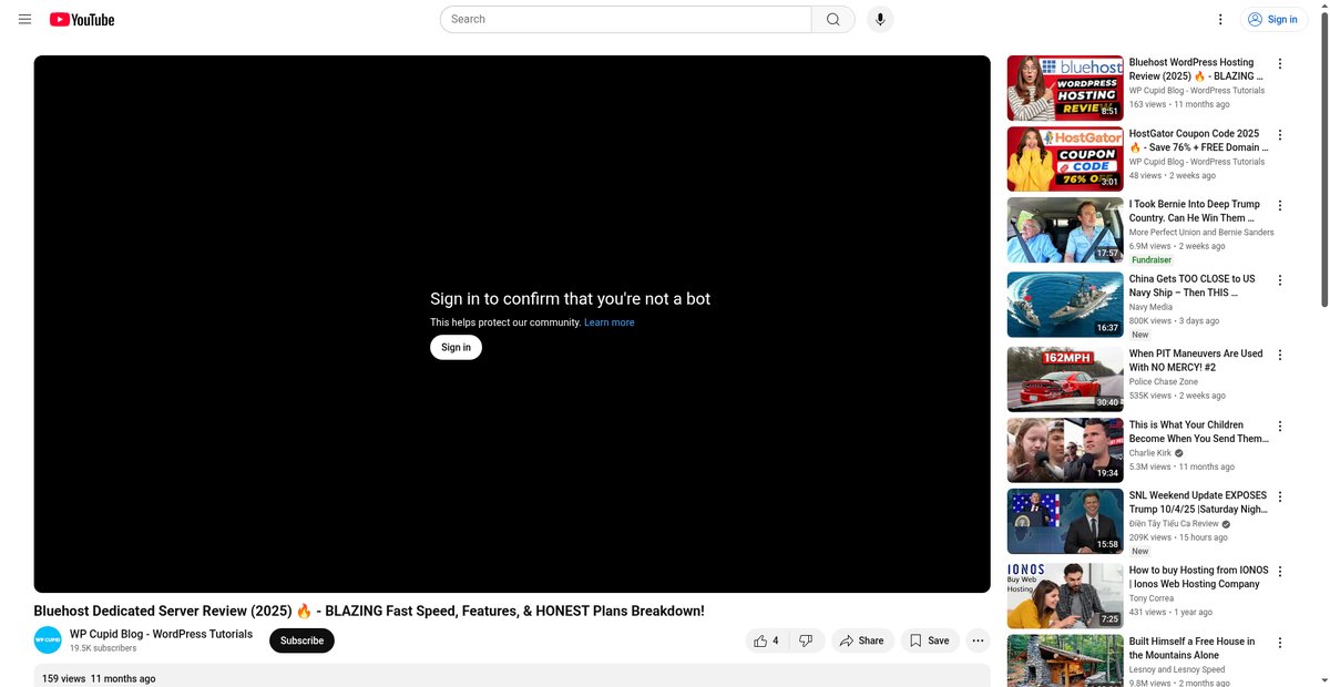 Bluehost Dedicated Server Review (2025) Screenshot